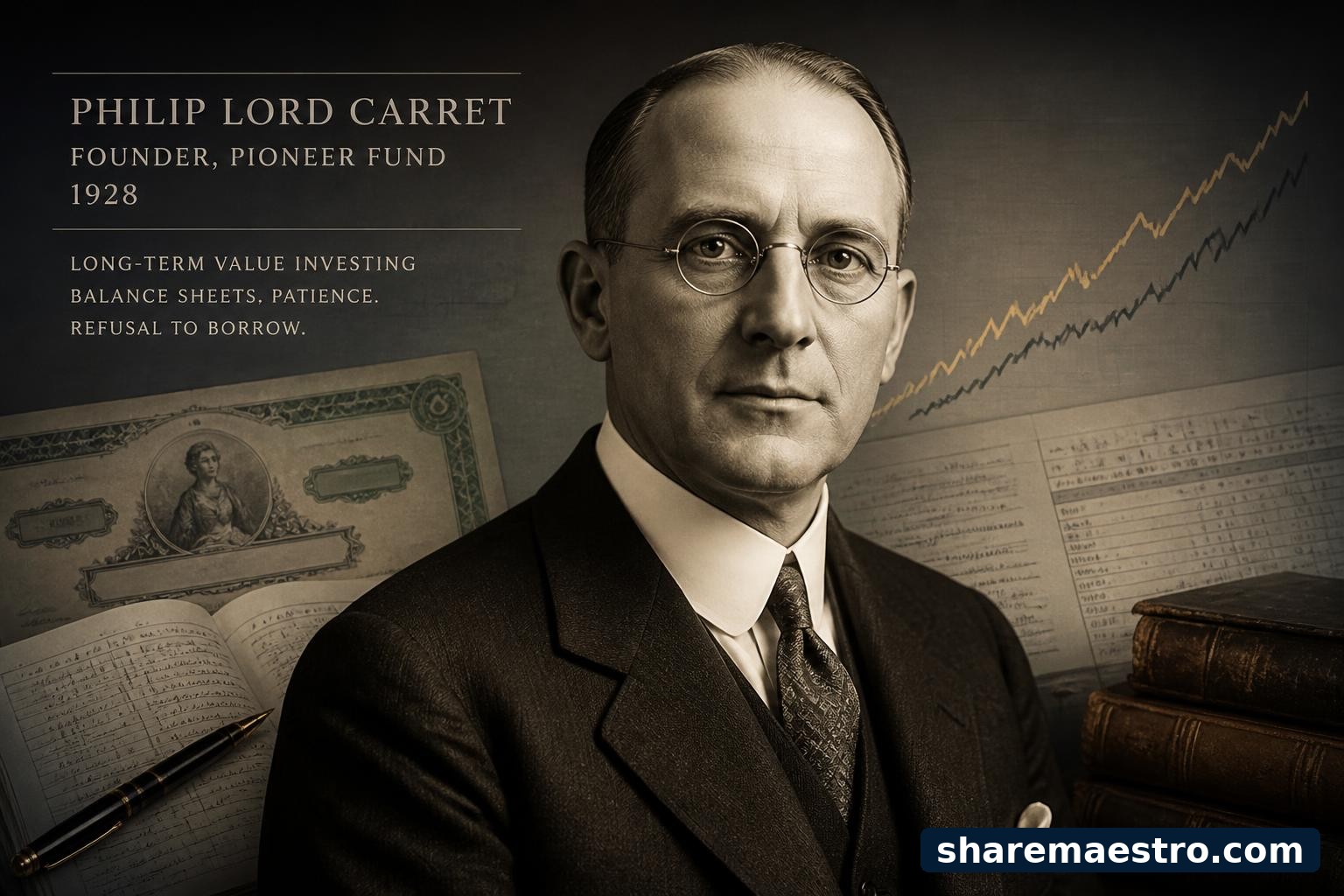 Philip Carret's career is defined by the Pioneer Fund, basic value investing and the belief that patient ownership begins with balance sheets and management quality.