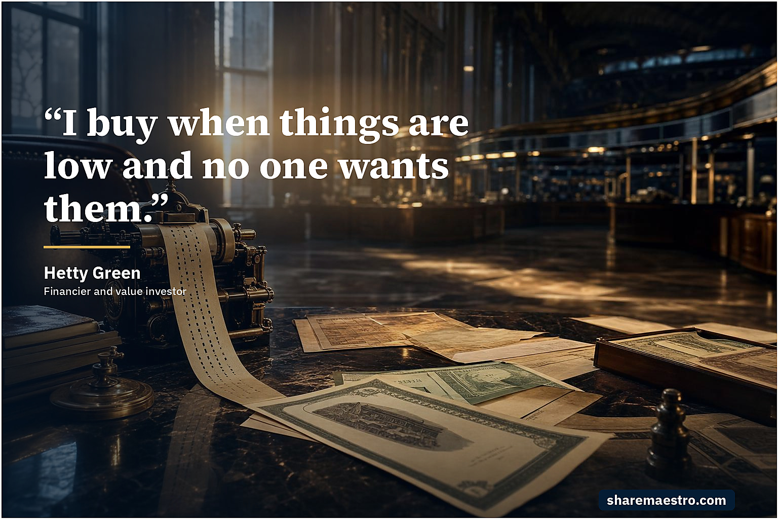 Hetty Green market wisdom quote on contrarian value investing.