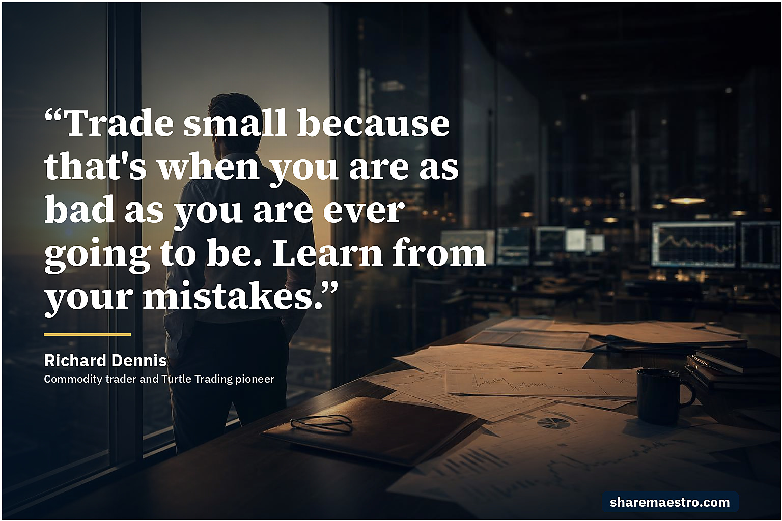 Richard Dennis market wisdom quote on risk management and position sizing.