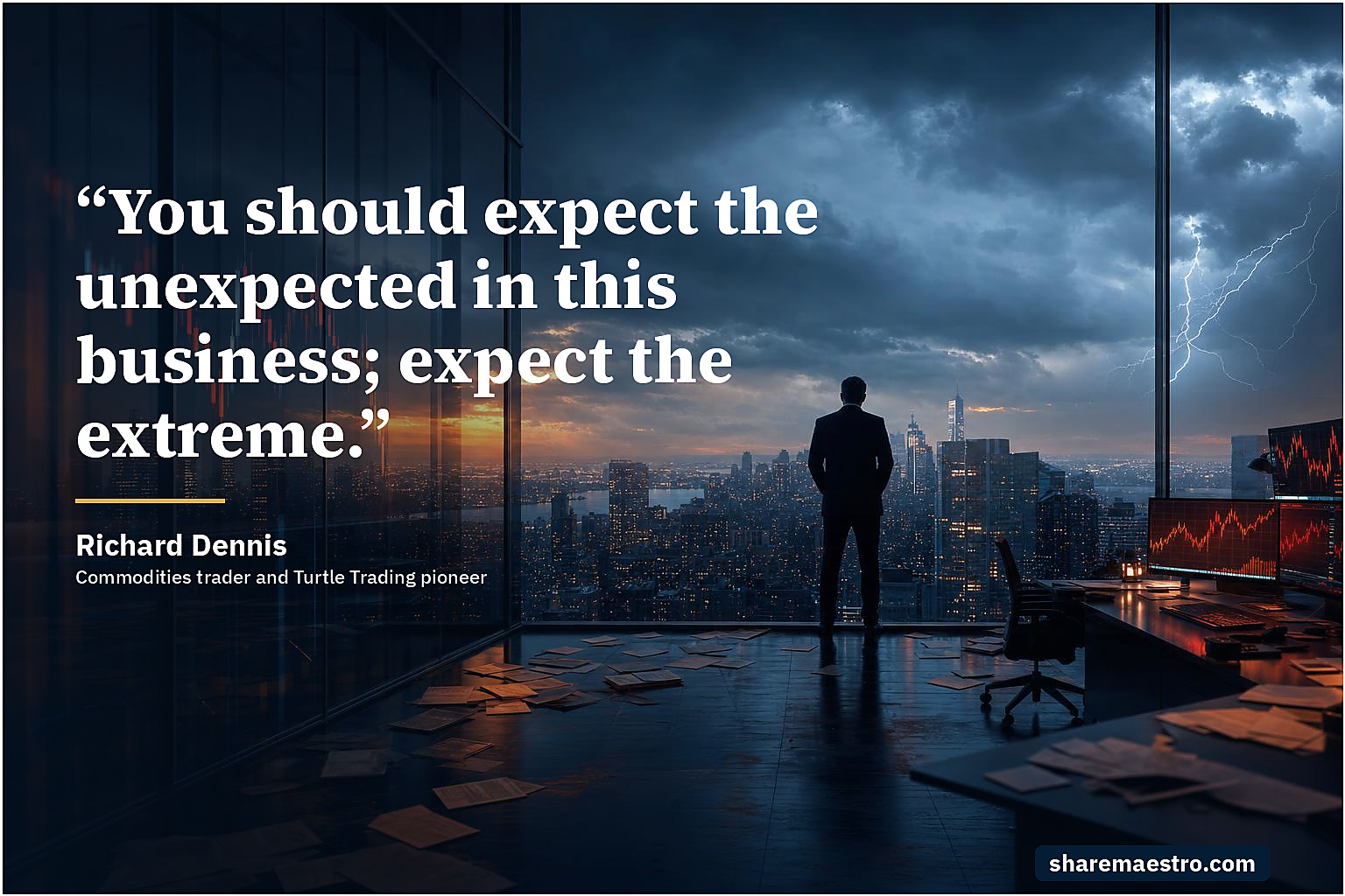 Richard Dennis market wisdom quote on risk, uncertainty, market extremes.