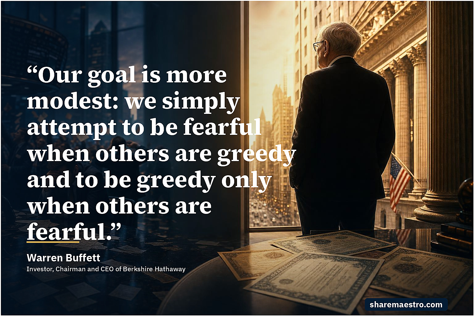 Warren Buffett market wisdom quote on contrarian investing.