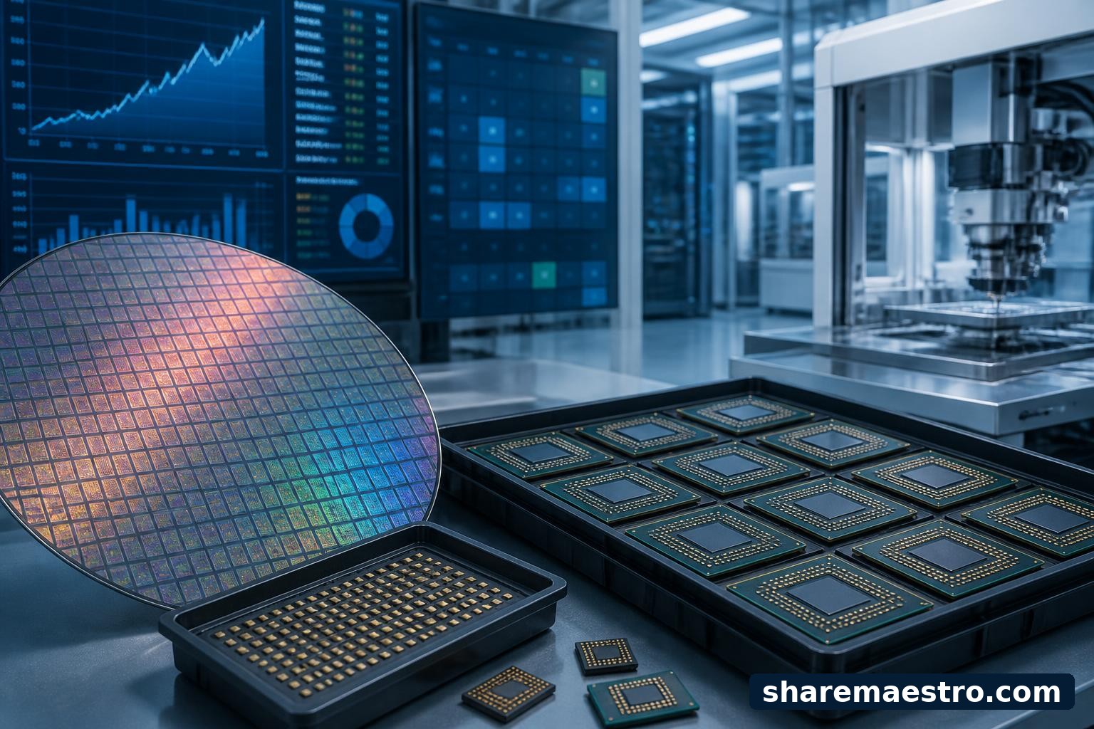 Semiconductor packages and testing trays representing Amkor Technology earnings context.