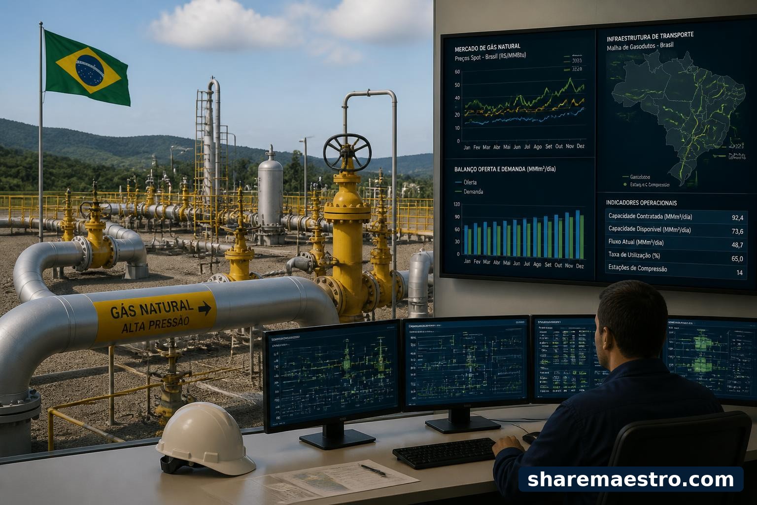 Regulated natural gas pipeline infrastructure and market data screens representing Brookfield Infrastructure Corp earnings watch.