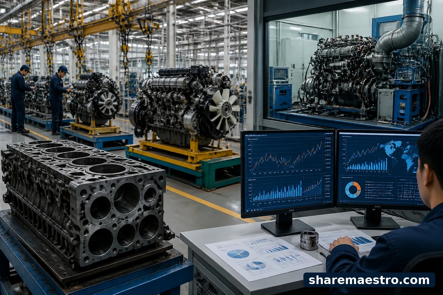 China Yuchai (CYD) automotive engine manufacturing and market research visual.