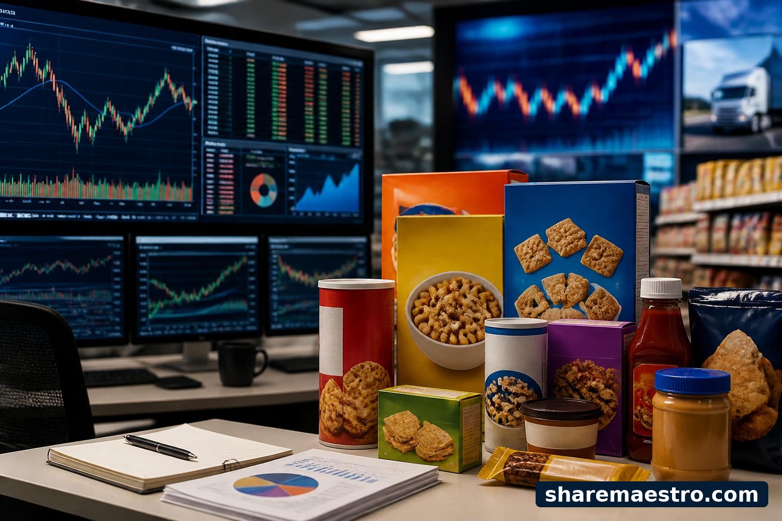 Packaged foods and a market-data screen representing General Mills ahead of earnings.