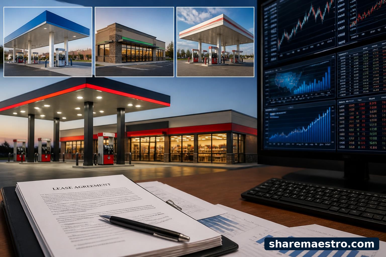 Retail real estate properties and a market data terminal representing Getty Realty’s earnings setup.