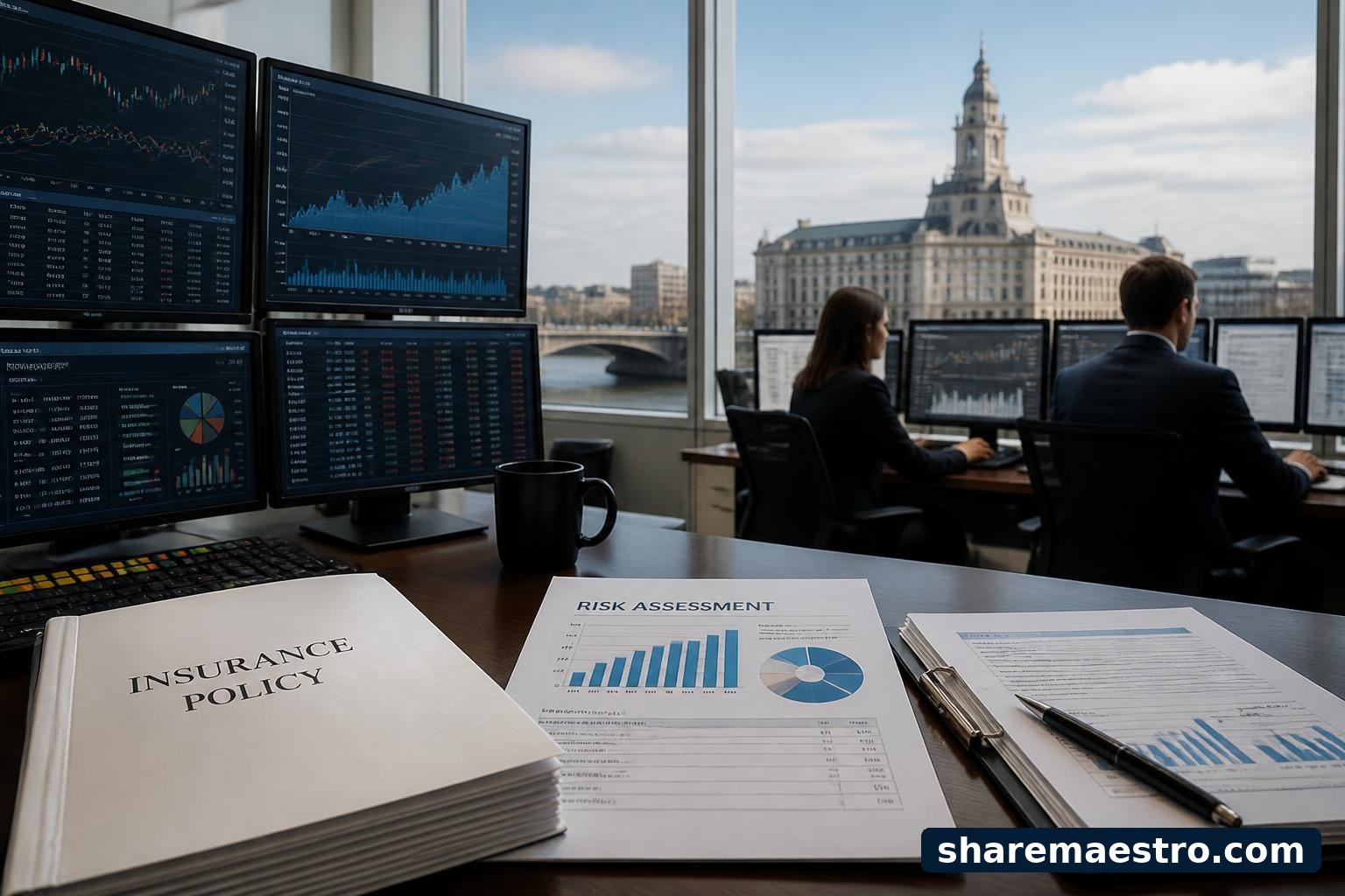 Insurance and financial market workspace representing Hartford Financial Services Group ahead of earnings.