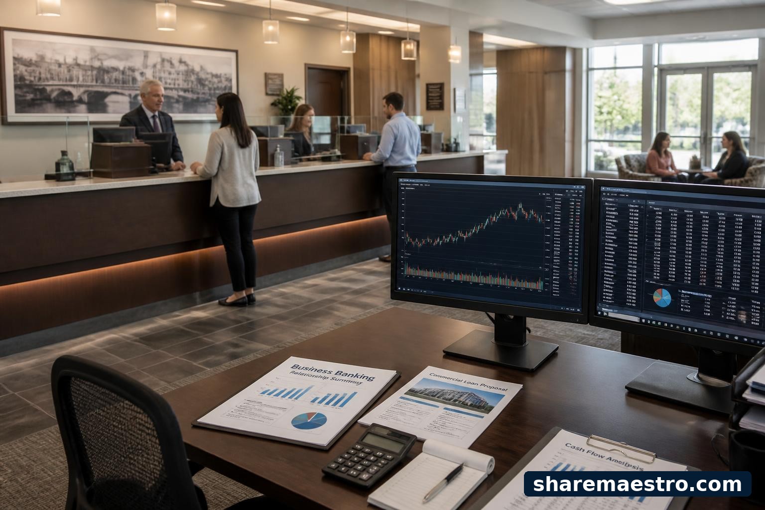 Regional bank branch and financial data screen representing Simmons First National Corporation earnings watch.
