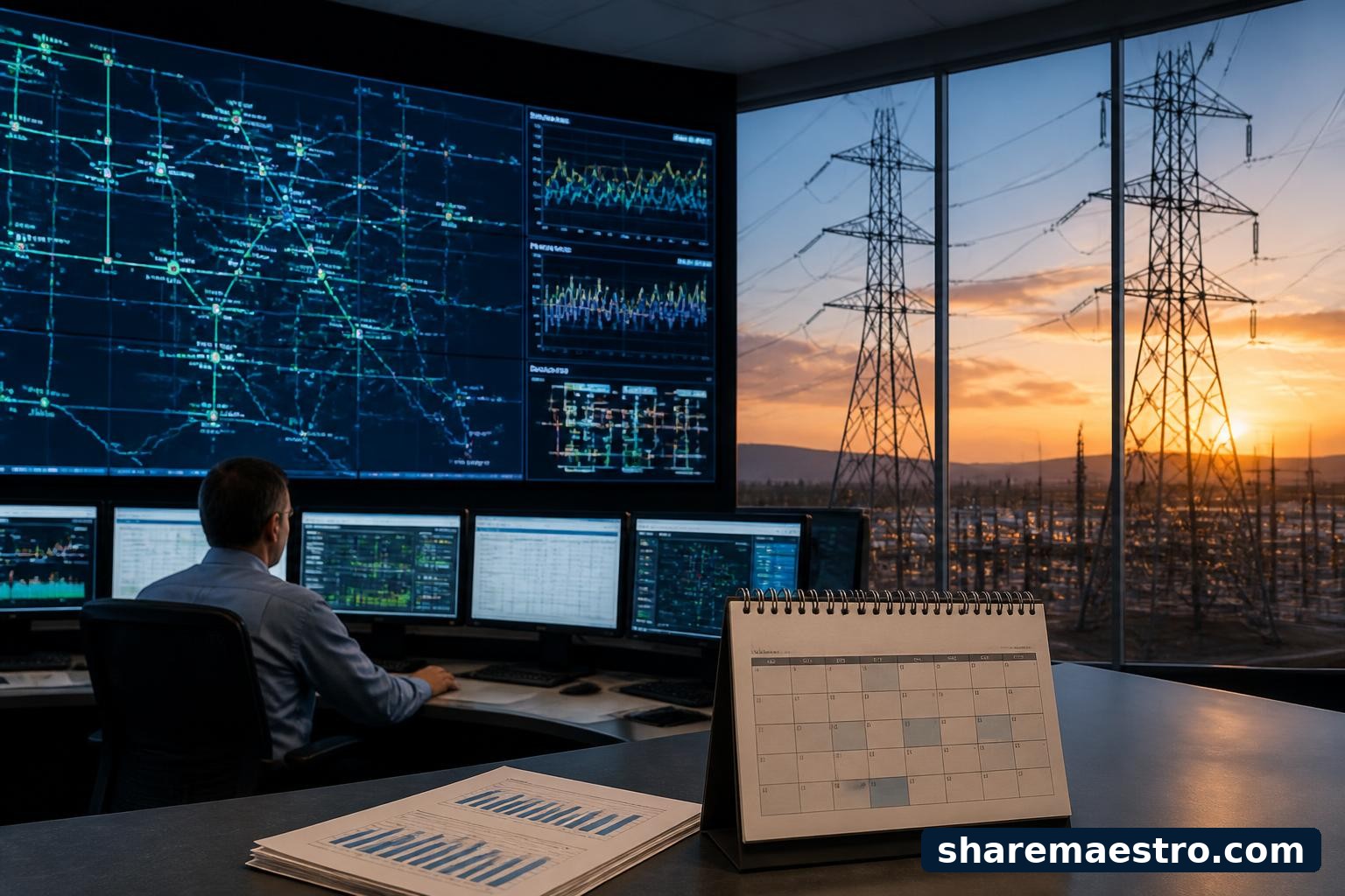 Electric utility control room and power grid imagery representing TXNM Energy ahead of earnings.