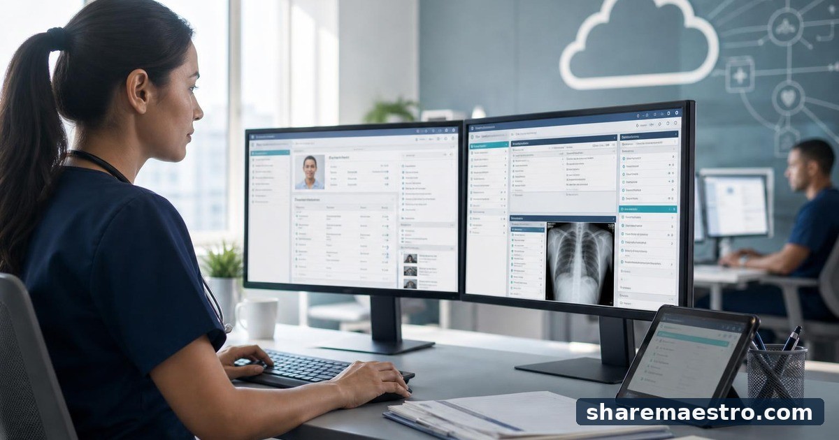 Editorial illustration of CareCloud, Inc., Health Information Services.