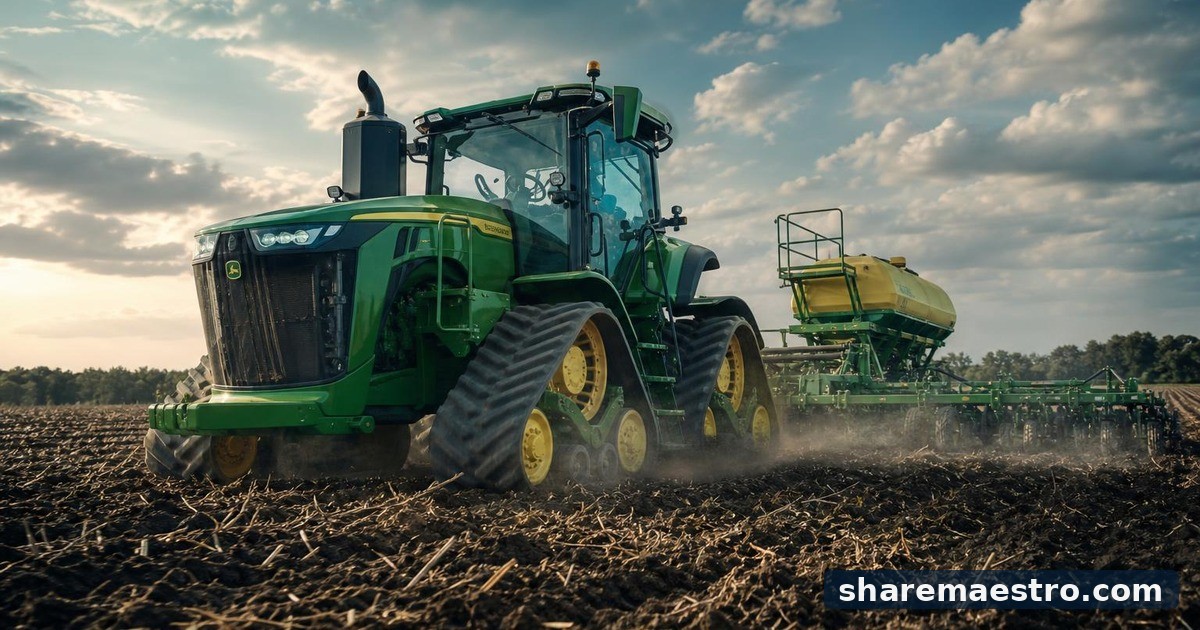 Editorial illustration of Deere & Company, Farm & Heavy Construction Machinery.