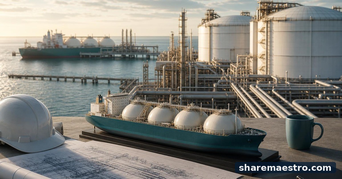 Editorial illustration of Cheniere Energy Inc, Oil & Gas Midstream.
