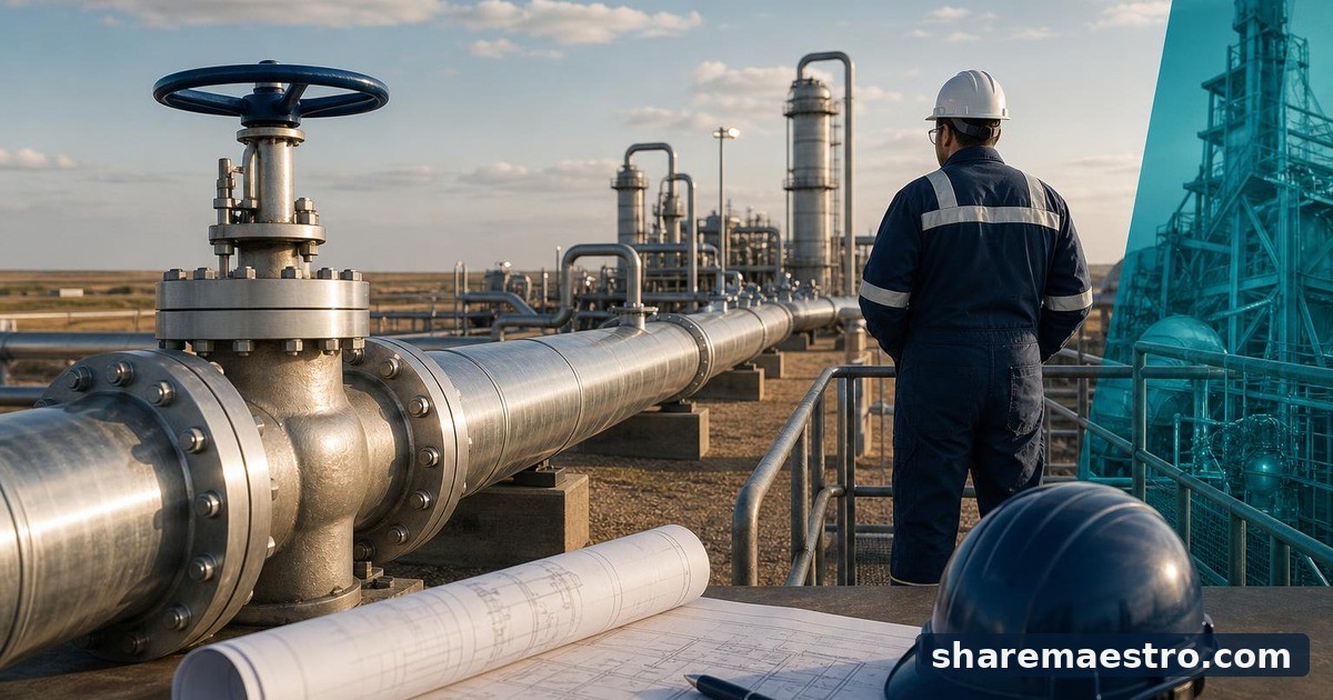 Editorial illustration of ONEOK Inc, Oil & Gas Midstream.