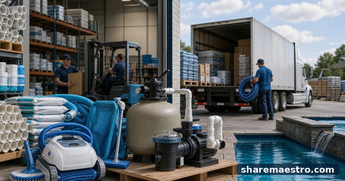 Editorial illustration of Pool Corporation, Industrial Distribution.